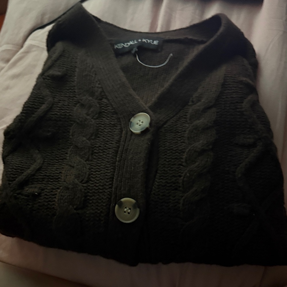 Kendall & Kylie Dark Brown Cable Knit Cardigan
